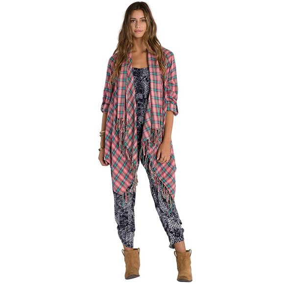 Billabong Sweaters - Billabong cascading open flannel plaid cardigan